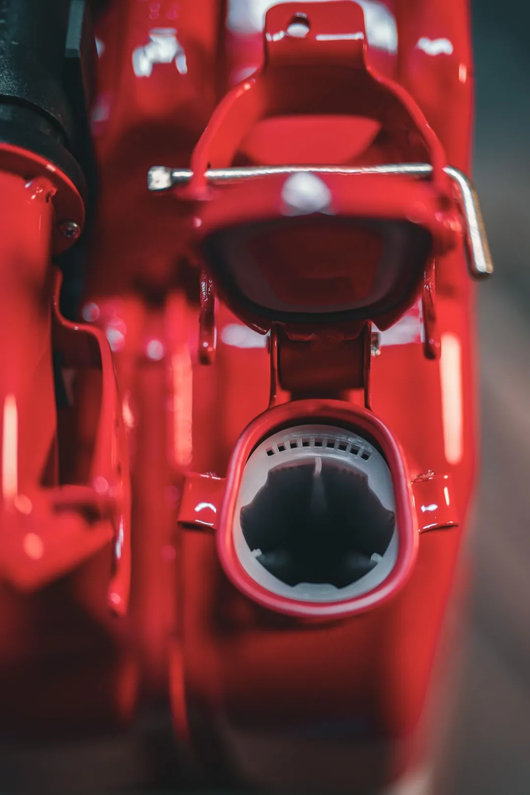 Interior of the Wavian jerry can neck showing the anti-splash breather screen